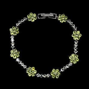 925 Sterling Silver Bracelet Round Peridot 3mm Aquamarine Gemstone Jewelry 7.5