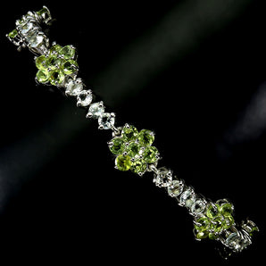 925 Sterling Silver Bracelet Round Peridot 3mm Aquamarine Gemstone Jewelry 7.5