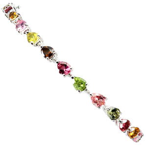 925 Sterling Silver Bracelet Pear Tourmaline 5x4mm Natural Gemstone Jewelry 7.5