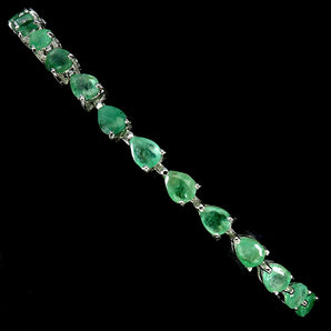 925 Sterling Silver Bracelet Pear Emerald 5x4mm Natural Gemstone Jewelry 7.5 Ins
