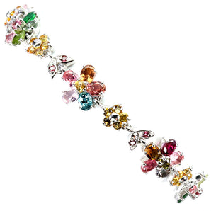 925 Sterling Silver Bracelet Oval Tourmaline Rhodolite Sapphire Gemstone 7 Inch