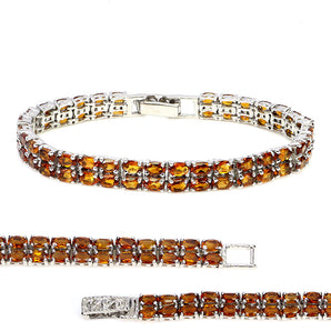 925 Sterling Silver Bracelet Oval Citrine 4x3mm Natural Gemstone Jewelry 7.5 Ins