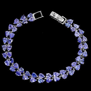 925 Sterling Silver Bracelet Pear Tanzanite 5x3mm Natural Gemstone Jewelry 7 Ins