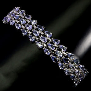 925 Sterling Silver Bracelet Pear Tanzanite 4x3mm Natural Gemstone Jewelry 7.5