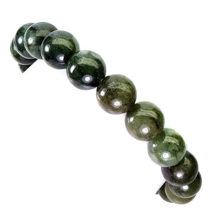 Elastic Bead Bracelet Jadeite Jade 11mm Handicraft Gemstone Jewelry 7.8inches