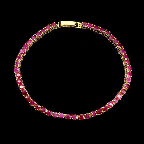 925 Sterling Silver Bracelet Round Ruby 3mm Natural Gemstone Jewelry 7.5inches