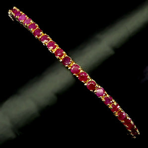 925 Sterling Silver Bracelet Round Ruby 3mm Natural Gemstone Jewelry 7.5inches