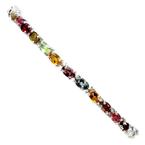 925 Sterling Silver Bracelet Oval Tourmaline 5x3mm Natural Gemstone Jewelry 7in