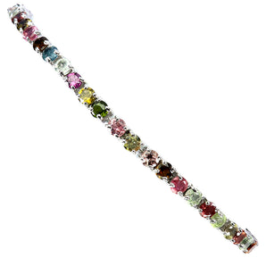 925 Sterling Silver Bracelet Round Tourmaline 3mm Natural Gemstone Jewelry 7.5