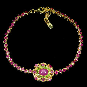 925 Sterling Silver Bracelet Oval Ruby 7x5mm Chrome Diopside Gemstone Jewelry 8