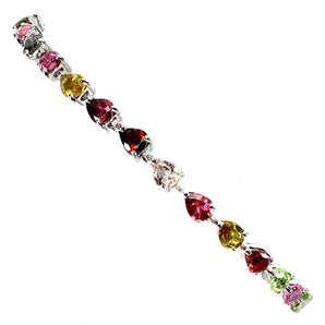 925 Sterling Silver Bracelet Pear Tourmaline 5x4mm Gemstone Jewelry 7.5inches