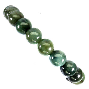 Elastic Bead Bracelet Jadeite Jade 11mm Handicraft Gemstone Jewelry 8inches