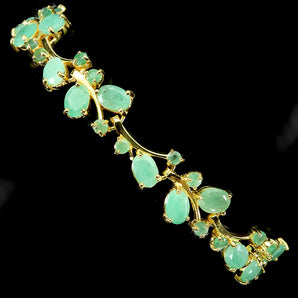 925 Sterling Silver Bracelet Oval Emerald 6x4mm Natural Gemstone Jewelry 7.5in