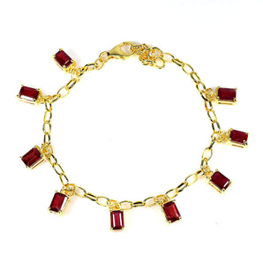 925 Sterling Silver Bracelet Octagon Ruby 6x4mm Natural Gemstone Jewelry 8inches