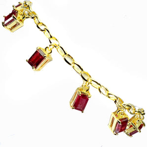 925 Sterling Silver Bracelet Octagon Ruby 6x4mm Natural Gemstone Jewelry 8inches