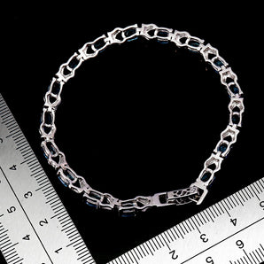 925 Sterling Silver Bracelet Oval Swiss Blue Topaz 6x4mm Gemstone Jewelry 7in