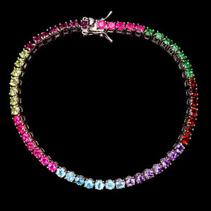 925 Sterling Silver Bracelet Round Rhodolite Amethyst Topaz Gemstone Jewelry 7