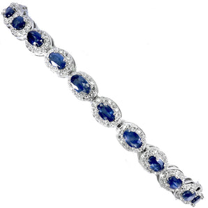 925 Sterling Silver Bracelet Oval Sapphire 5x3mm Natural Gemstone Jewelry 8 Inch