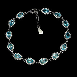 925 Sterling Silver Bracelet Pear Apatite 6x4mm Natural Gemstone Jewelry 7inches