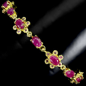 925 Sterling Silver Bracelet Oval Ruby 6x4mm Natural Gemstone Jewelry 7inches