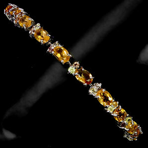 925 Sterling Silver Bracelet Oval Citrine 6x4mm Natural Gemstone Jewelry 7inches