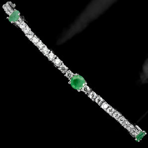 925 Sterling Silver Bracelet Round Emerald 4mm Natural Gemstone Jewelry 7 Inches
