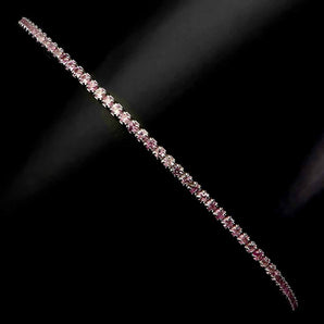 925 Sterling Silver Bracelet Pink Sapphire Round Diamond Cut Gemstone Jewelry 7