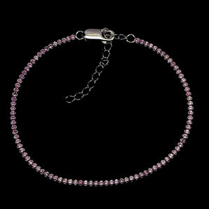 925 Sterling Silver Bracelet Pink Sapphire Round Diamond Cut Gemstone Jewelry 7