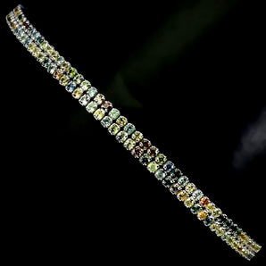 925 Sterling Silver Bracelet Sapphire Round Diamond Cut Gemstone Jewelry 7inches