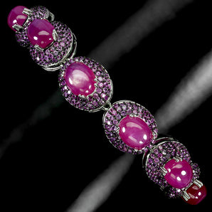 925 Sterling Silver Bracelet Oval Ruby 9x7mm Sapphire Diamond Cut Gemstone 8.5in