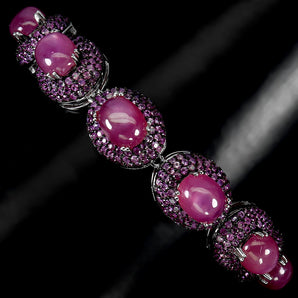 925 Sterling Silver Bracelet Oval Ruby 9x7mm Sapphire Diamond Cut Gemstone 8.5in