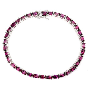 925 Sterling Silver Bracelet Oval Rhodolite Garnet 5x3mm Gemstone Jewelry 7in