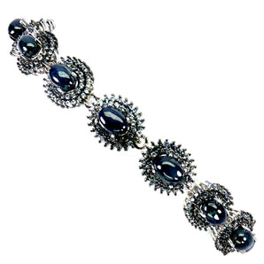 925 Sterling Silver Bracelet Oval Star Sapphire 6x4mm Sapphire Gemstone 8.5 Inch