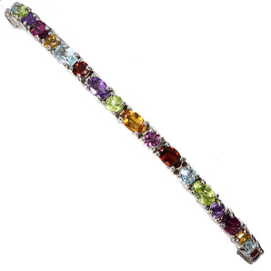 925 Sterling Silver Bracelet Oval Peridot Amethyst Citrine Gemstone Jewelry 7in