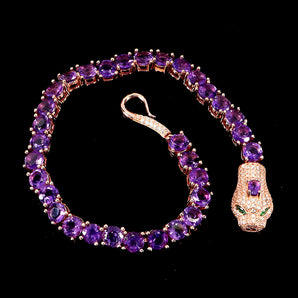 925 Sterling Silver Bracelet Oval Amethyst 5x3mm Natural Gemstone Jewelry 7.5in