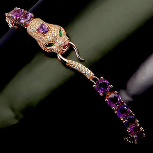 925 Sterling Silver Bracelet Oval Amethyst 5x3mm Natural Gemstone Jewelry 7.5in