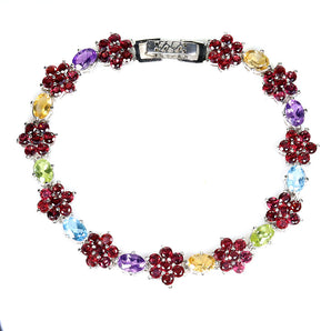 925 Sterling Silver Bracelet Oval Amethyst 6x4mm Citrine Peridot Gemstone 7 Inch