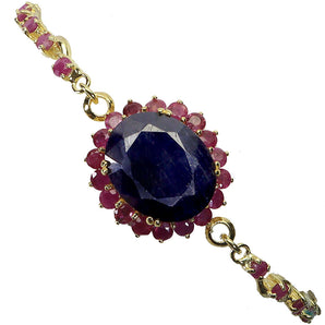 925 Sterling Silver Bracelet Oval Blue Sapphire 17x14mm Ruby Gemstone Jewelry 7