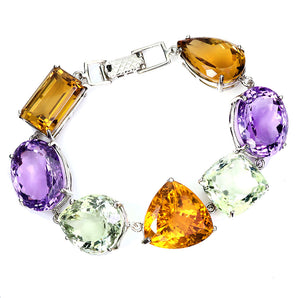 925 Sterling Silver Bracelet Trilliant Citrine 164ct Handmade Gemstone 7.5in