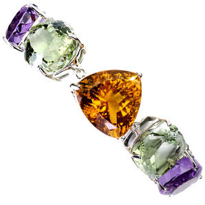 925 Sterling Silver Bracelet Trilliant Citrine 164ct Handmade Gemstone 7.5in