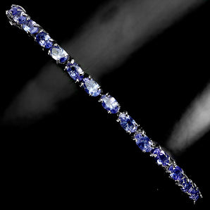 925 Sterling Silver Bracelet Oval Tanzanite 5x3mm Natural Gemstone Jewelry 7 Ins