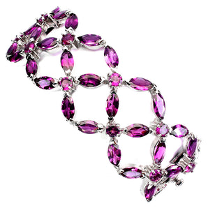 Unheated Marquise Pink Rhodolite Garnet 8x4mm 925 Sterling Silver Bangle