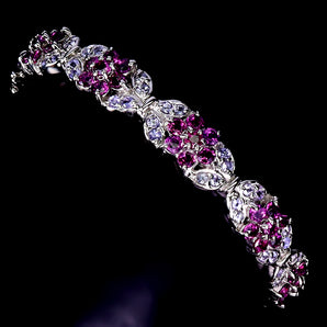 925 Sterling Silver Bangle Round Rhodolite 3mm Tanzanite Gemstone Jewelry 2 Inch