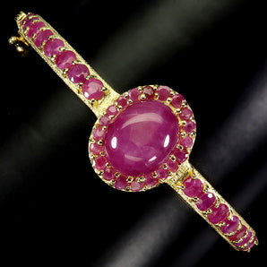 925 Sterling Silver Bangle Oval Ruby 14x12mm Natural Gemstone Jewelry 7inches