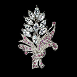Unheated Marquise Aquamarine 8x4mm Rhodolite Garnet 925 Sterling Silver Brooch