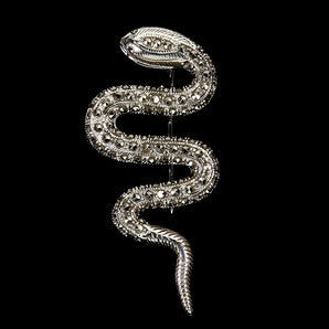 925 Sterling Silver Brooch Round Marcasite Cobra Natural Gemstone Jewelry