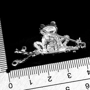 925 Sterling Silver Brooch Round Ruby Myanmar Pearl Frog Gemstone Jewelry