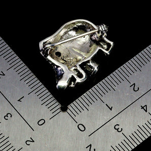 925 Sterling Silver Brooch Round Ruby Marcasite Elephant Gemstone Jewelry