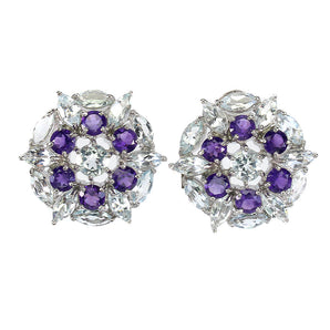 Unheated Marquise Blue Aquamarine 6x3mm Amethyst 925 Sterling Silver Earrings