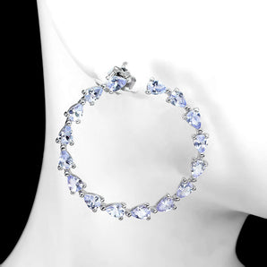 Unheated Pear Tanzanite 4x3mm 14K White Gold Plate 925 Sterling Silver Earrings